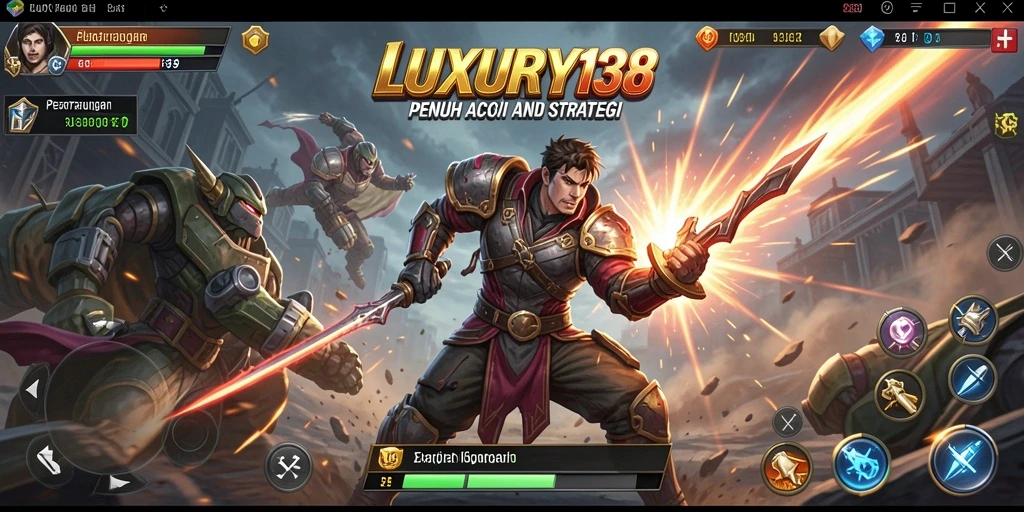 Tampilan gameplay LUXURY138 dengan pertarungan seru dan karakter penuh aksi.