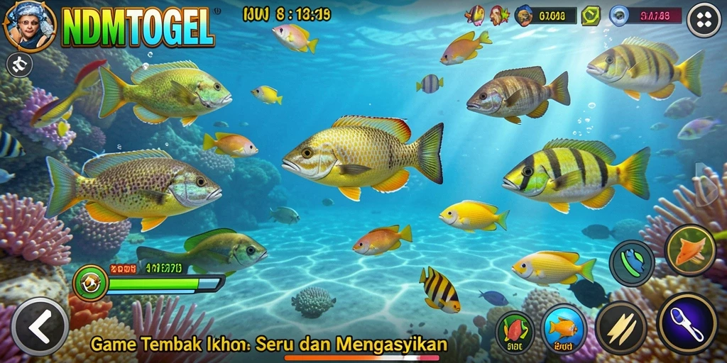 Tampilan gameplay NDMTOGEL dengan aksi seru menembak ikan.