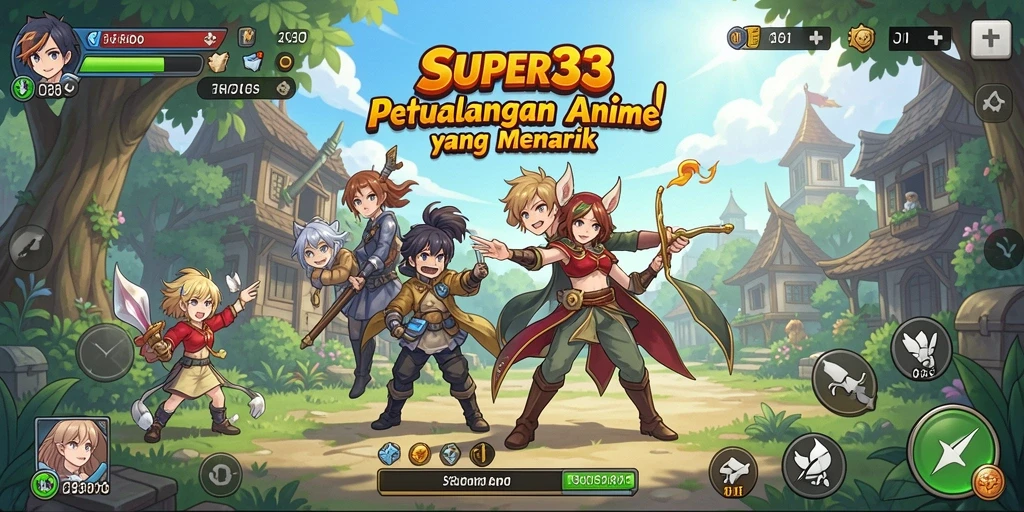 Gameplay SUPER33 yang seru dengan berbagai karakter anime.