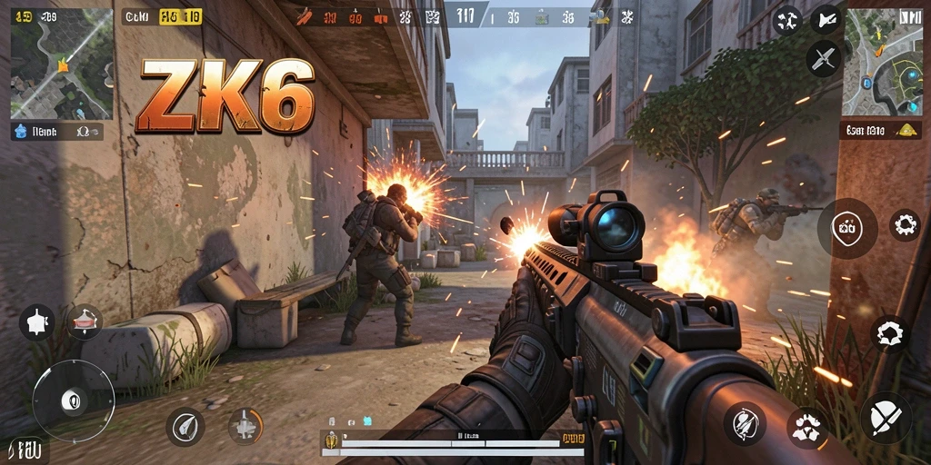 Gameplay ZK6 dengan aksi menegangkan di medan perang.
